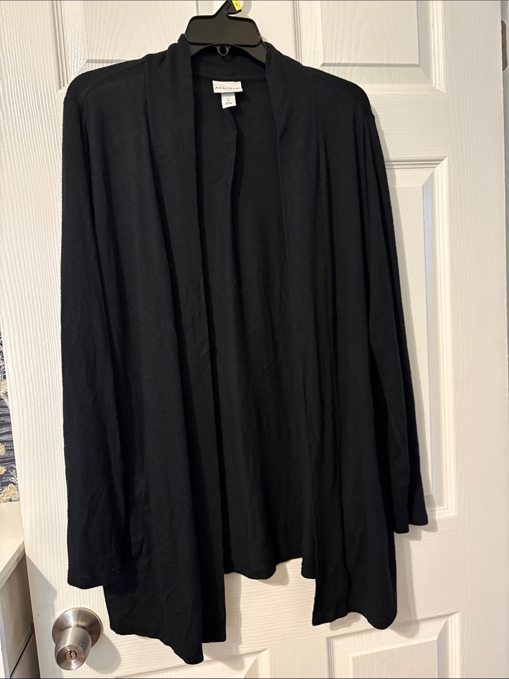 Ava & Viv Black Open-Front Draped Cardigan
